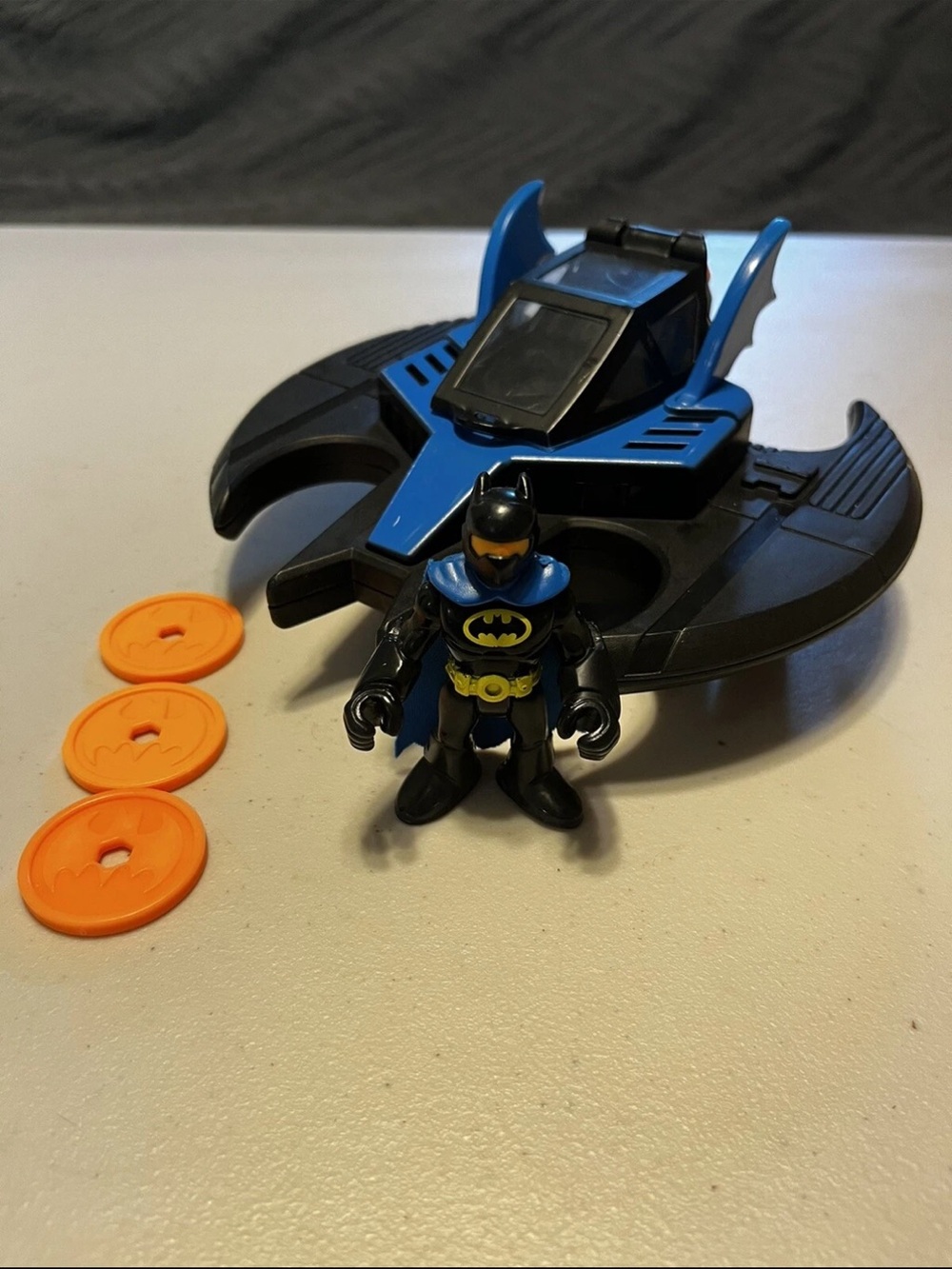 Fisher Price Imaginext DC Super Friends Batwing Blue Black Bat Jet Plane